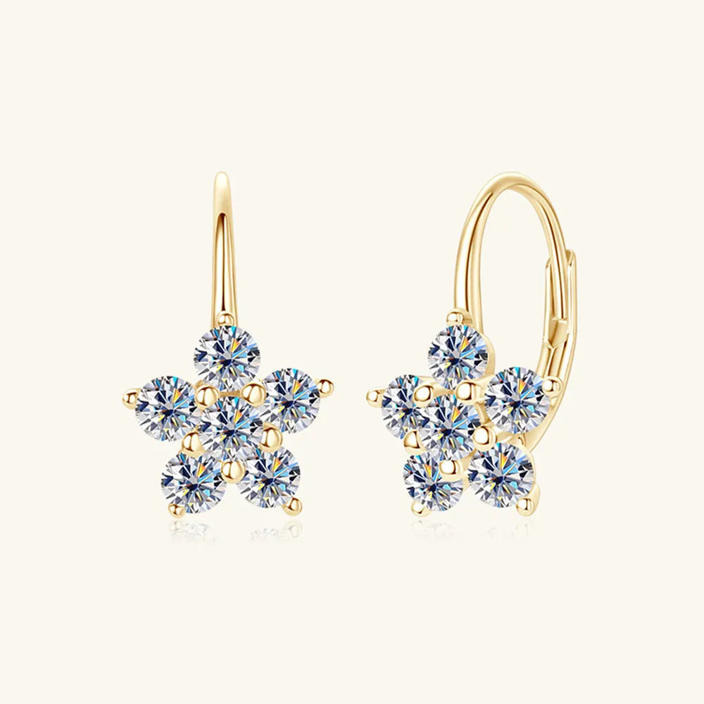 1.2 Carat 925 Sterling Silver Moissanite Flower Huggie Earrings - Korvel
