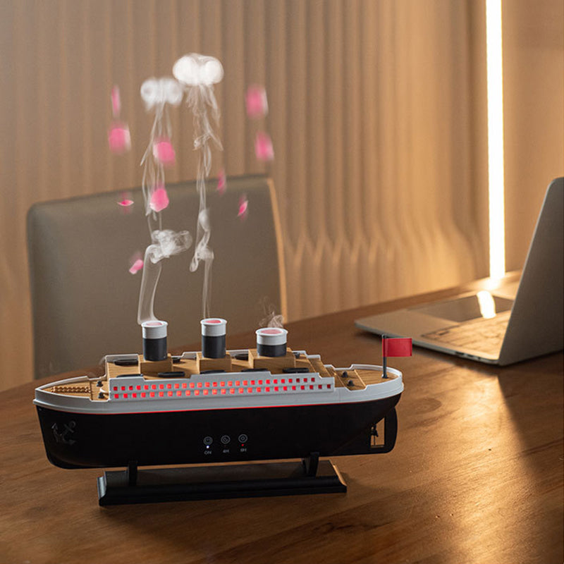 Titanic ship model humidifier (250ml), also an essential oil diffuser with jellyfish smoke ring spray for home aroma. - Korvel