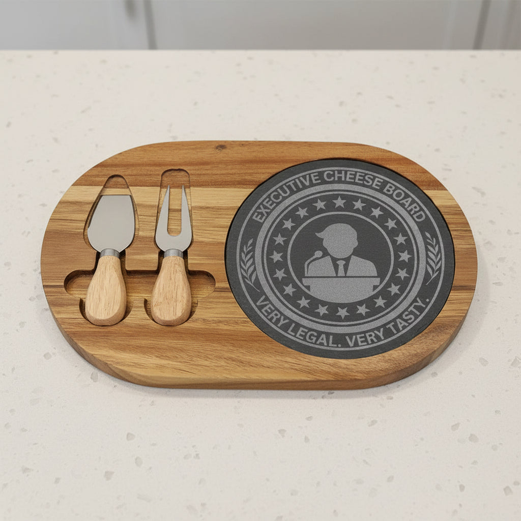Ensemble de planche à charcuterie exécutif - Bois d'acacia gravé