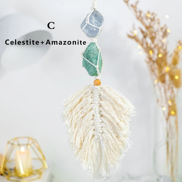 Pendentif attrape-rêves en améthyste fait main pour la décoration intérieure