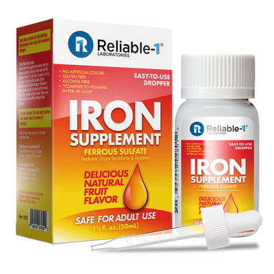 Reliable-1 Labs Iron Supplement: Ferrous Sulfate Drops (Fruit Flavor - 50 mL)