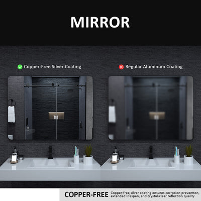 Matte Black Aluminum Frame Bathroom Wall Mirror 24x36