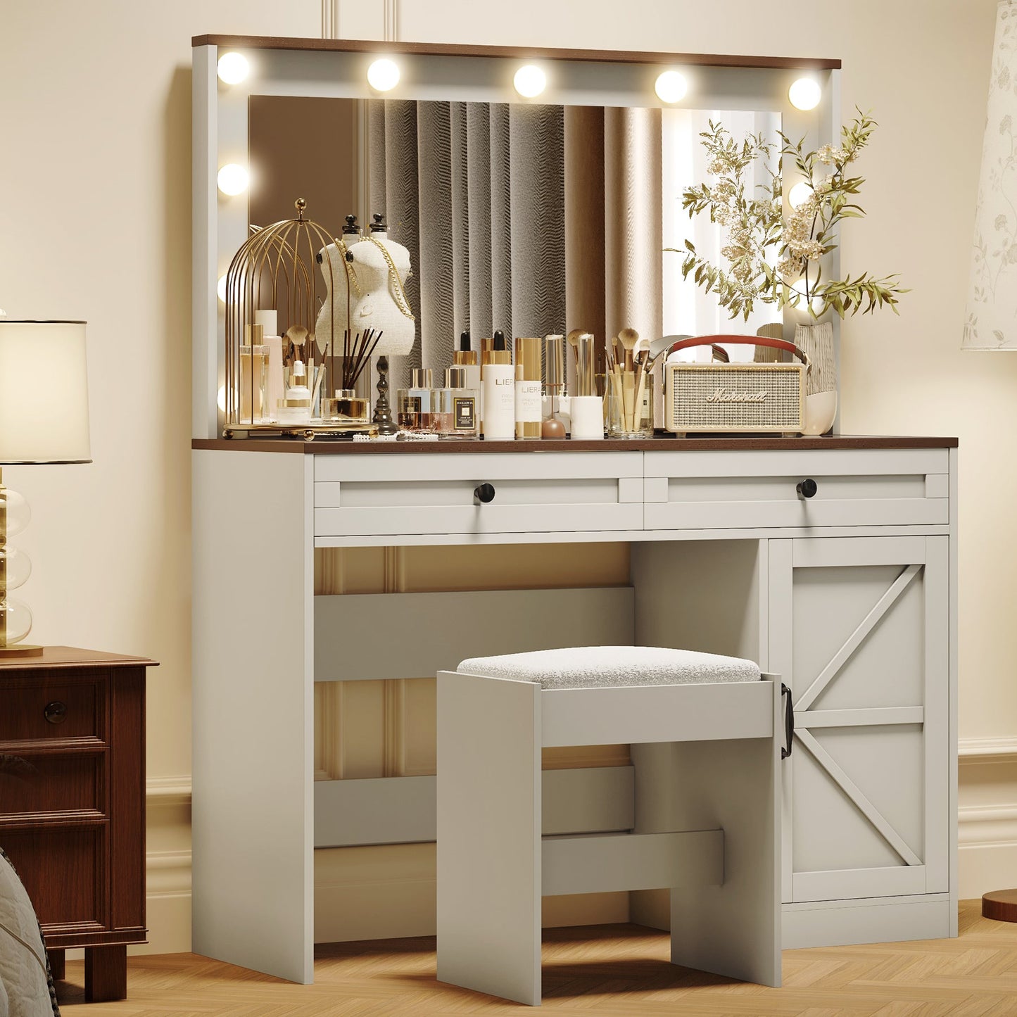 Elegant Makeup Vanity Desk in White