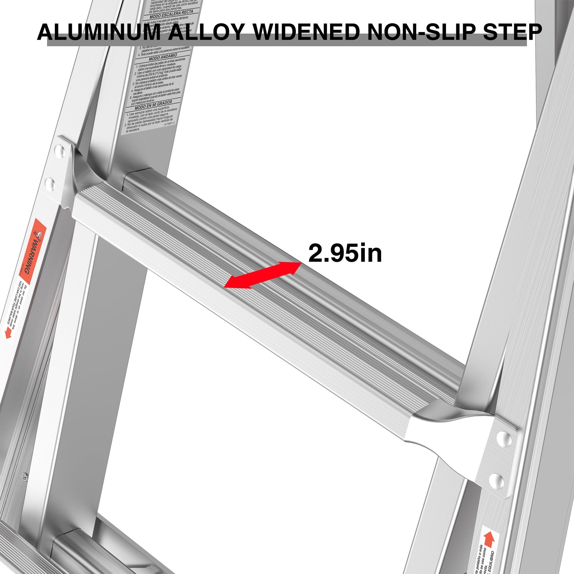 17ft Multi-Position Foldable Aluminum Ladder, A-Frame and Straight Ladder, ANSI 250lbs - Korvel
