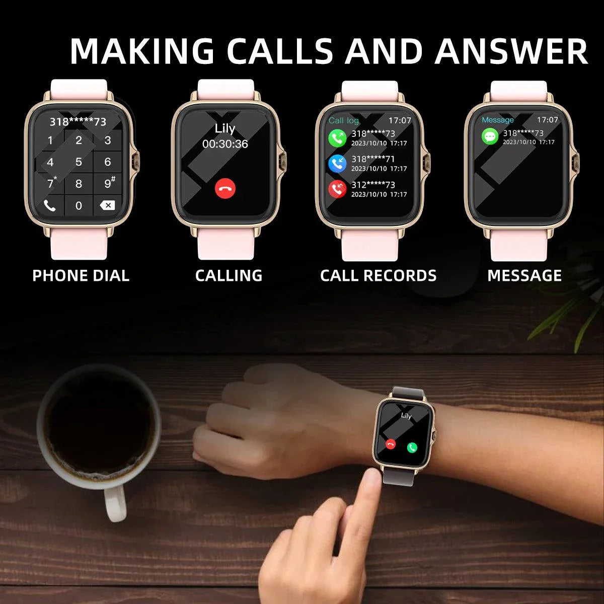 SmartTech 1.83'' Waterproof Smart Watch - Call & Message Alerts