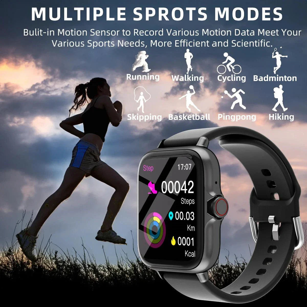 SmartTech 1.83'' Waterproof Smart Watch - Call & Message Alerts