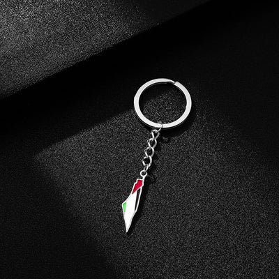 Palestine Israel Map Flag Keychain Accessories Decoration Men's and Women's Ethnic Style Versatile Stainless Steel Accessories - Korvel