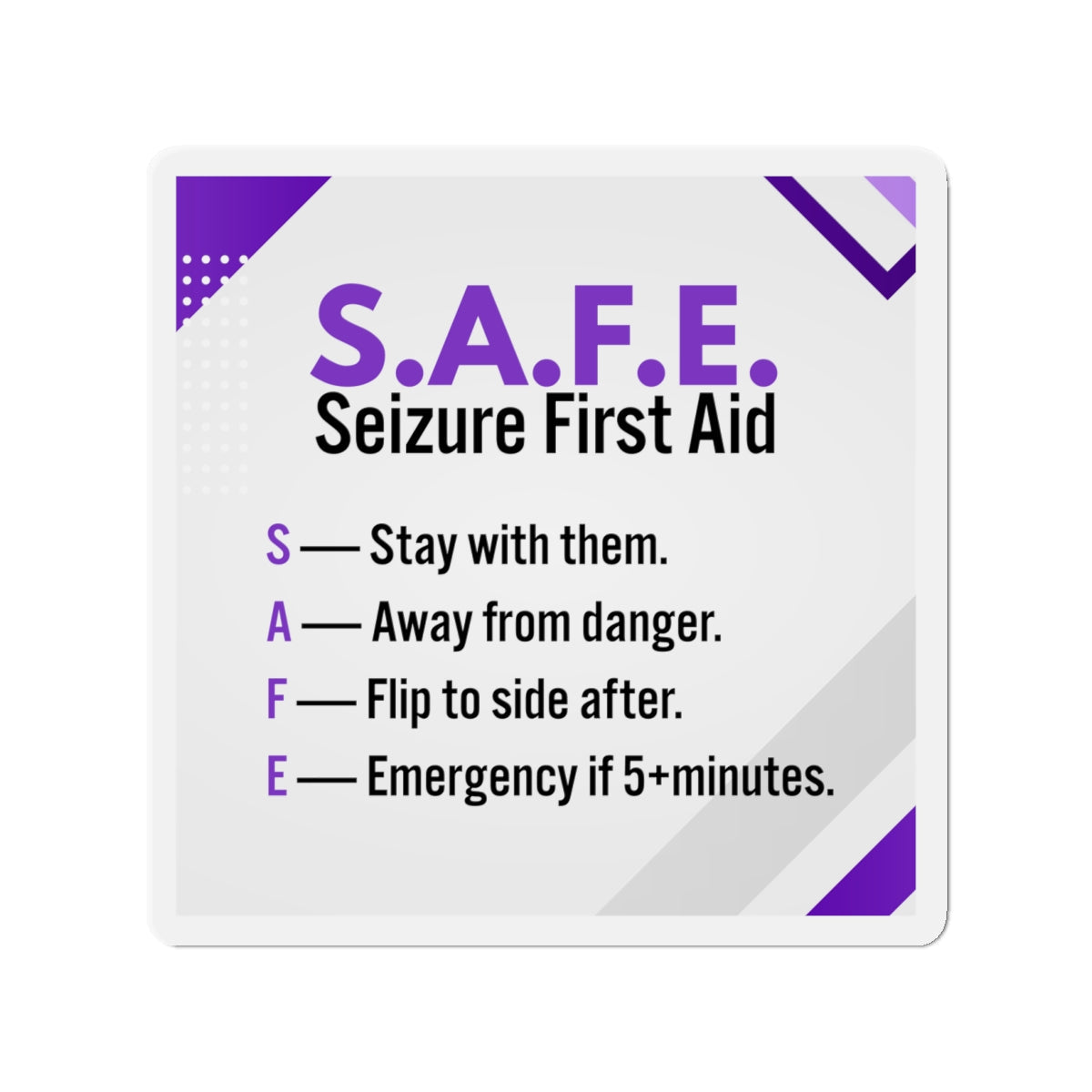 Imán de Primeros Auxilios para Convulsiones S.A.F.E. - Guía de Concienciación sobre la Epilepsia