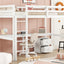 Twin Loft Wood Bed with Under-bed, Built-in Desk, a Storage Cabinet of 2 Drawers, Guardrails, Ladder,White - Korvel
