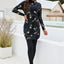 Printed Mock Neck Long Sleeve Top and Pants Swim Set - Korvel