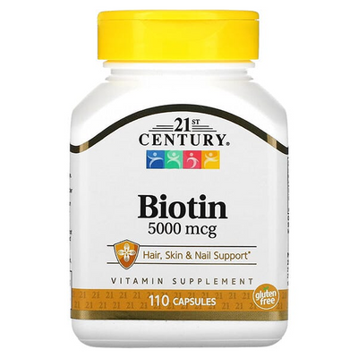 Capsules de Biotine 5000 Mcg du 21ème Siècle - 110 Comptes