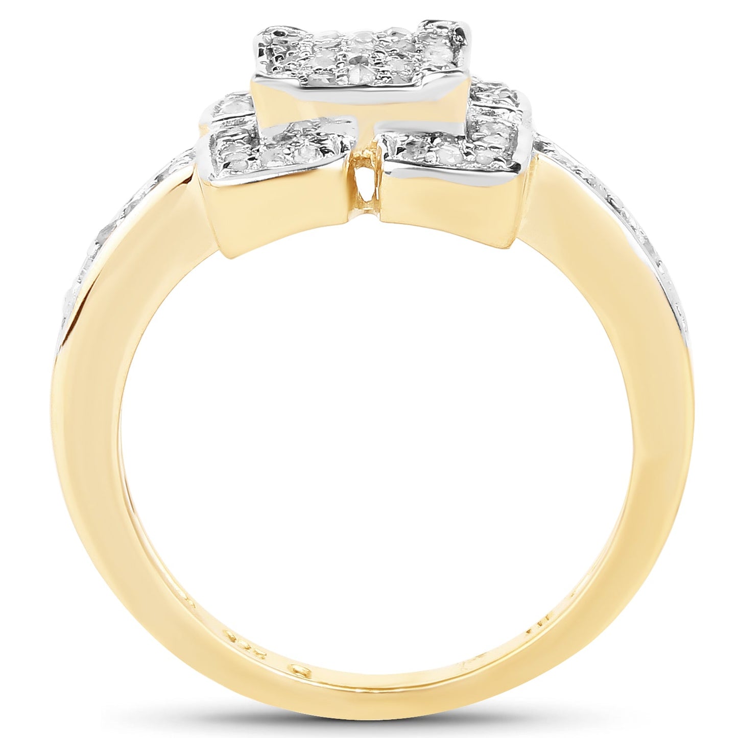 Bague de fiançailles en diamant plaquée or jaune 14K