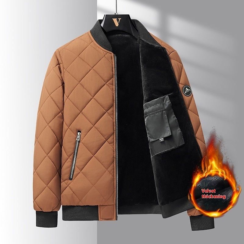 Stylish Rhombic Design Cotton Puffer Jacket for Men