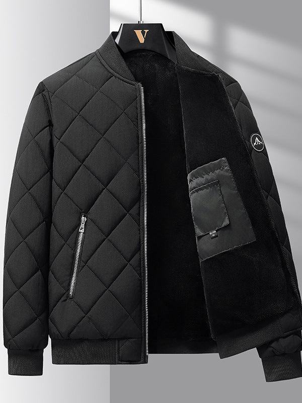 Stylish Rhombic Design Cotton Puffer Jacket for Men