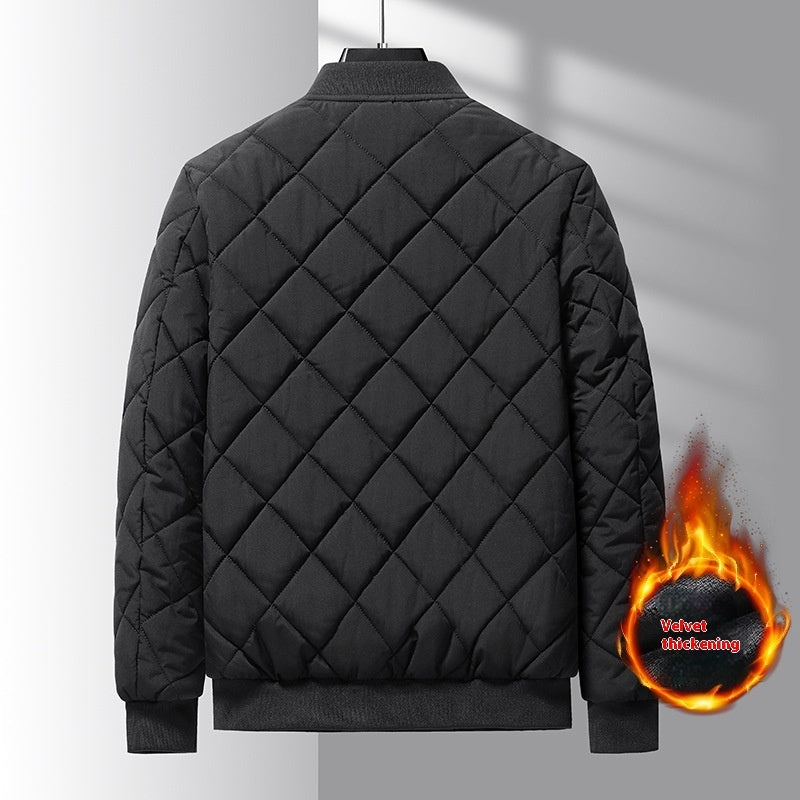 Stylish Rhombic Design Cotton Puffer Jacket for Men