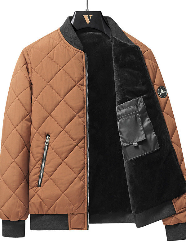 Stylish Rhombic Design Cotton Puffer Jacket for Men