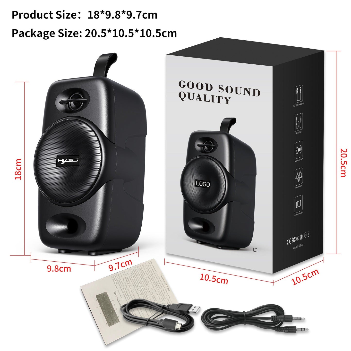 Altavoz inalámbrico Bluetooth 5.0 móvil premium con subwoofer