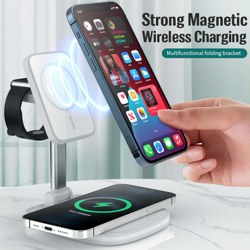 Multi functional wireless charging desktop magnetic bracket suitable for folding wireless chargers for Apple and Huawei phones - Korvel