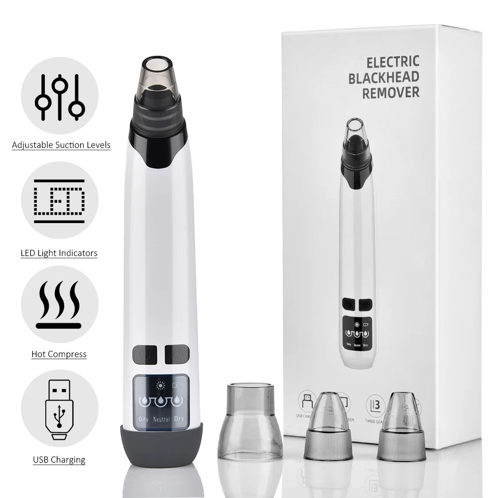Hot Compress Blackhead Remover Vacuum Suction Acne Pore Cleaner Electric Nose Face Deep Cleansing Skin Care Device Birthday Gift - Korvel
