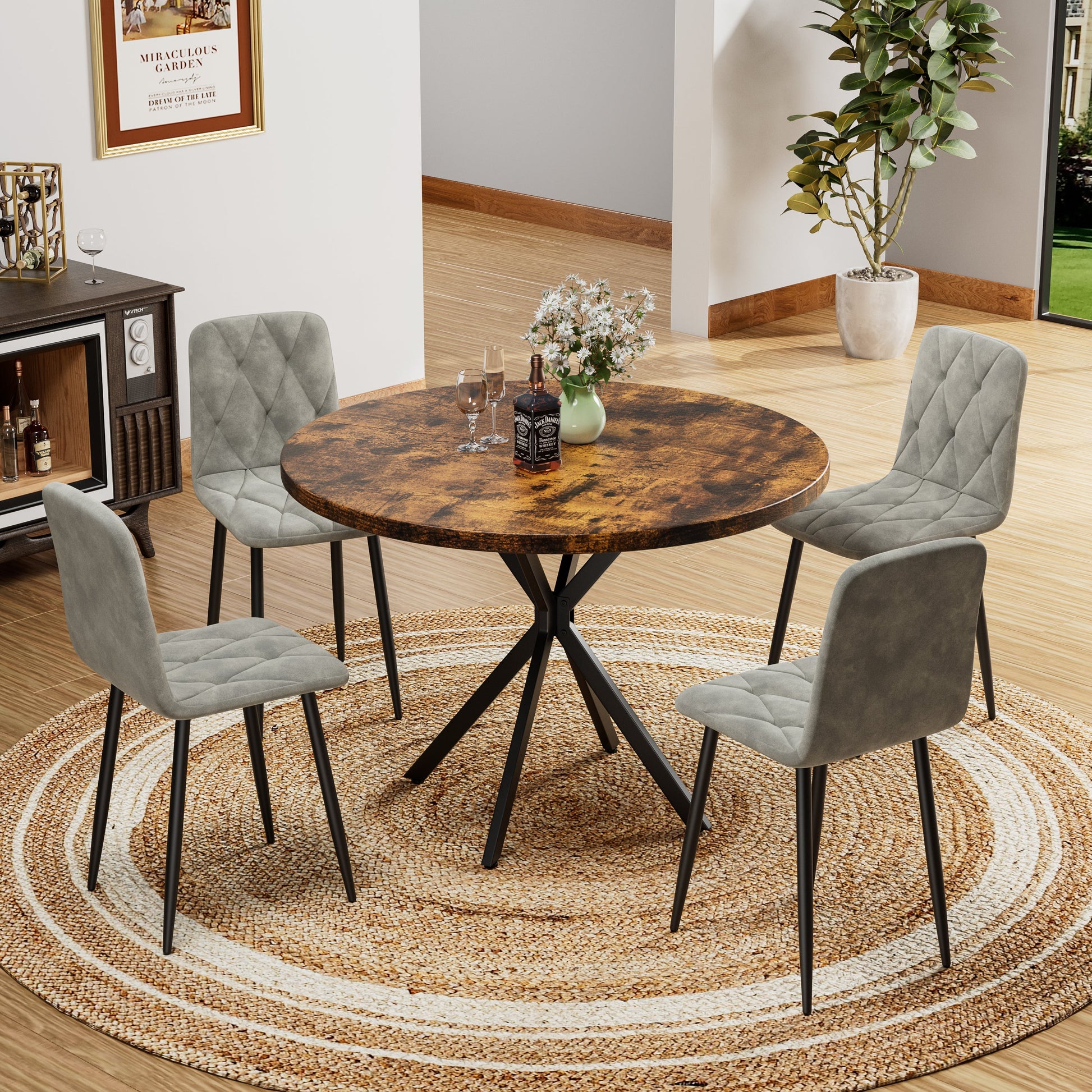 Dining Chairs Set of 4, Modern Kitchen Dining Room Chairs, Velvet Dining Chair Upholstered Cushion Seat and Sturdy Metal Legs - Korvel