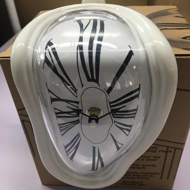 Twisted Corner Clock: Retro Melting Design with Roman Numerals