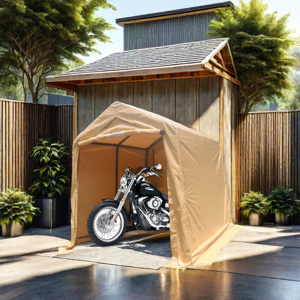 7x12ft Portable Gazebo Storage Shelter with Roll-Up Doors