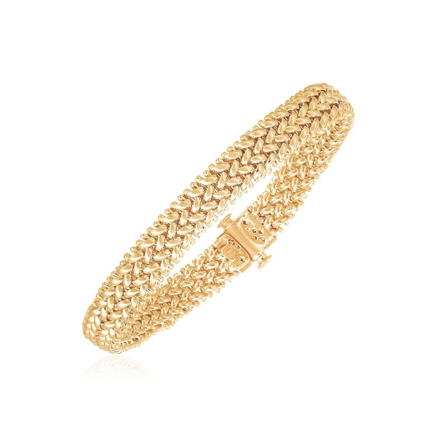14k Yellow Gold High Polish Thick Braided Bracelet - 8.8mm