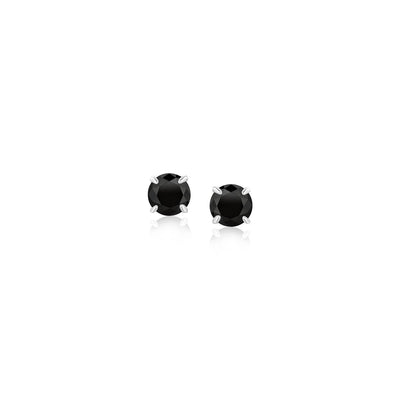 Pendientes de Stud de Oro Blanco de 14k con Circonita Negra