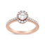 Bague de fiançailles halo en or rose 18K marquise et ovale - Taille 7