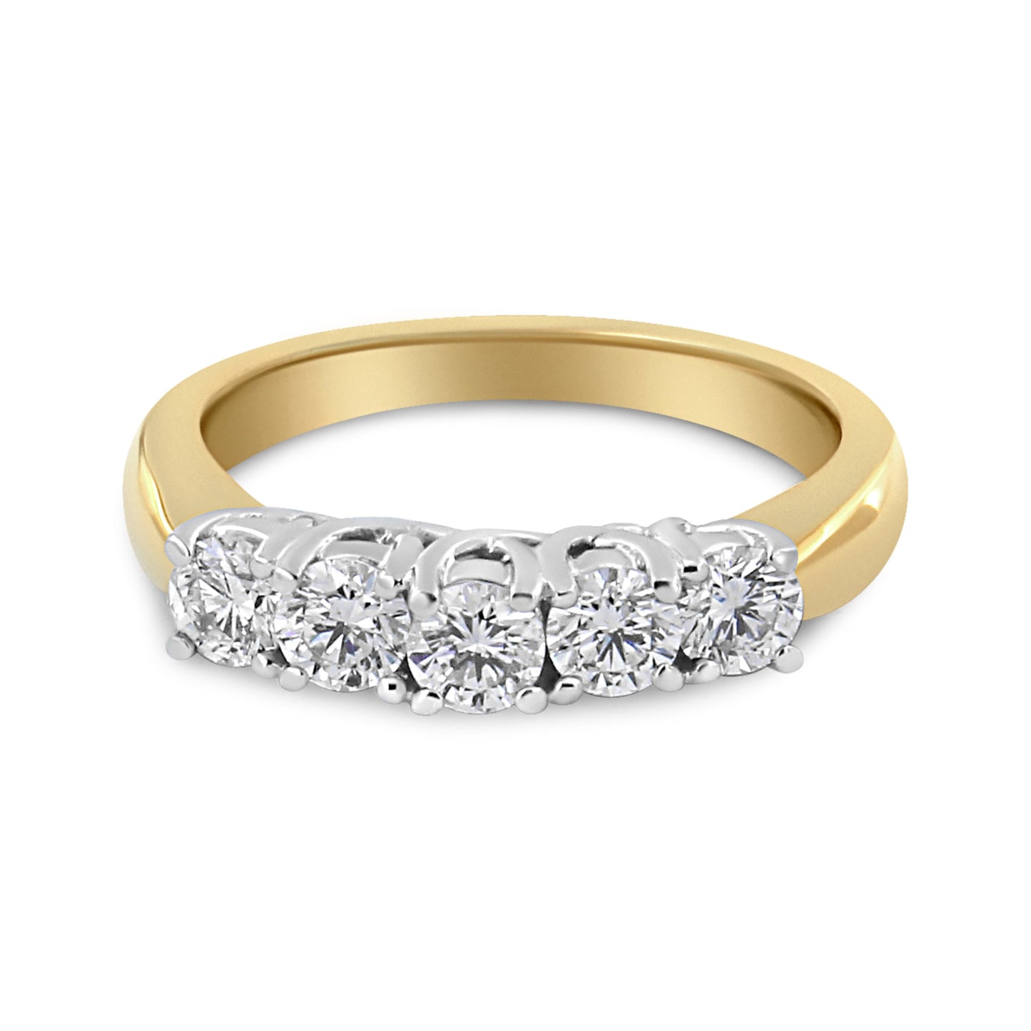 Anillo de Diamantes de Corte Redondo de 1.0 Cttw en Oro Amarillo de 18K - Talla 6