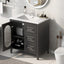 30" Bathroom Vanity with Sink, Bathroom Vanity Cabinet with Two Drawers and Door, Adjustable Shelf, Solid Wood and MDF, Black - Korvel