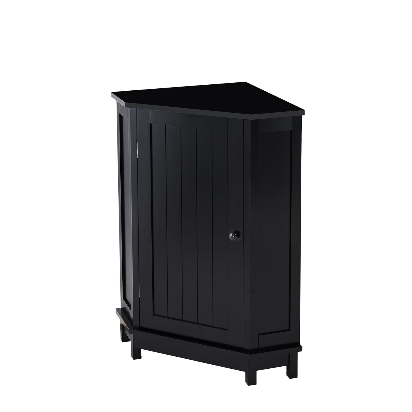 Black Bathroom Cabinet Triangle Corner Storage Cabinet with Adjustable Shelf Modern Style MDF Board - Korvel