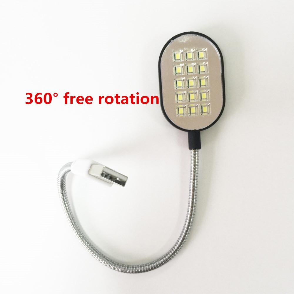 Ultra Bright 15 LED Flexible 35.2cm Mini Computer USB Work Light Lamp Flashlight For PC Laptop Convenient for Reading - Korvel