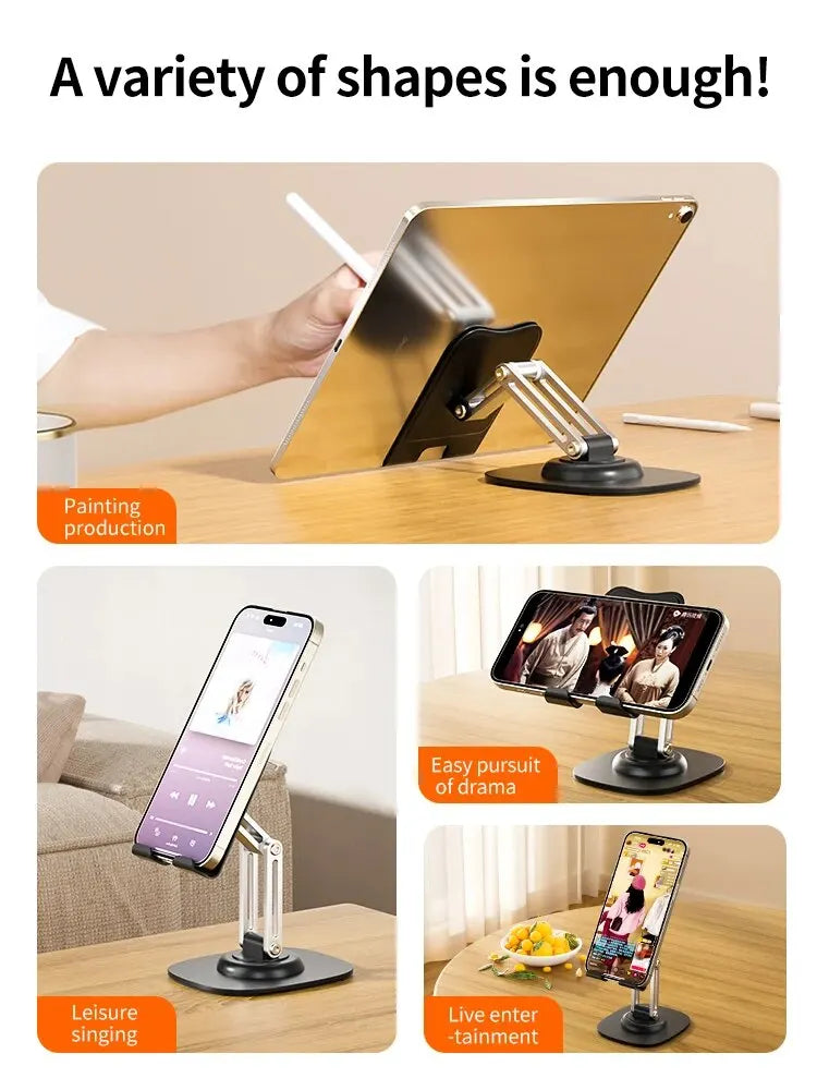 Multi-Function Folding Lift Mobile Phone Stand - 360° Rotating
