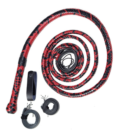 Premium Black & Red Leather Bull Whip – KBS Knives Store (4ft to 16ft) - Korvel