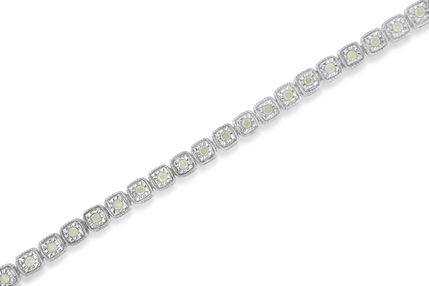 Bracelet de tennis Miracle-Set en argent sterling .925 avec diamants - 7"