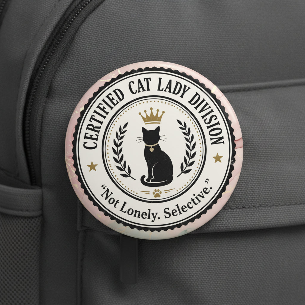 Insigne de la Division des Femmes Amoureuses des Chats Certifiées | Pas Seule. Sélective.