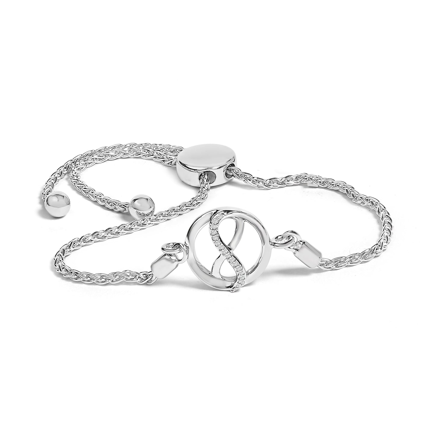 Bracelet ajustable en argent sterling .925 avec accent en diamant