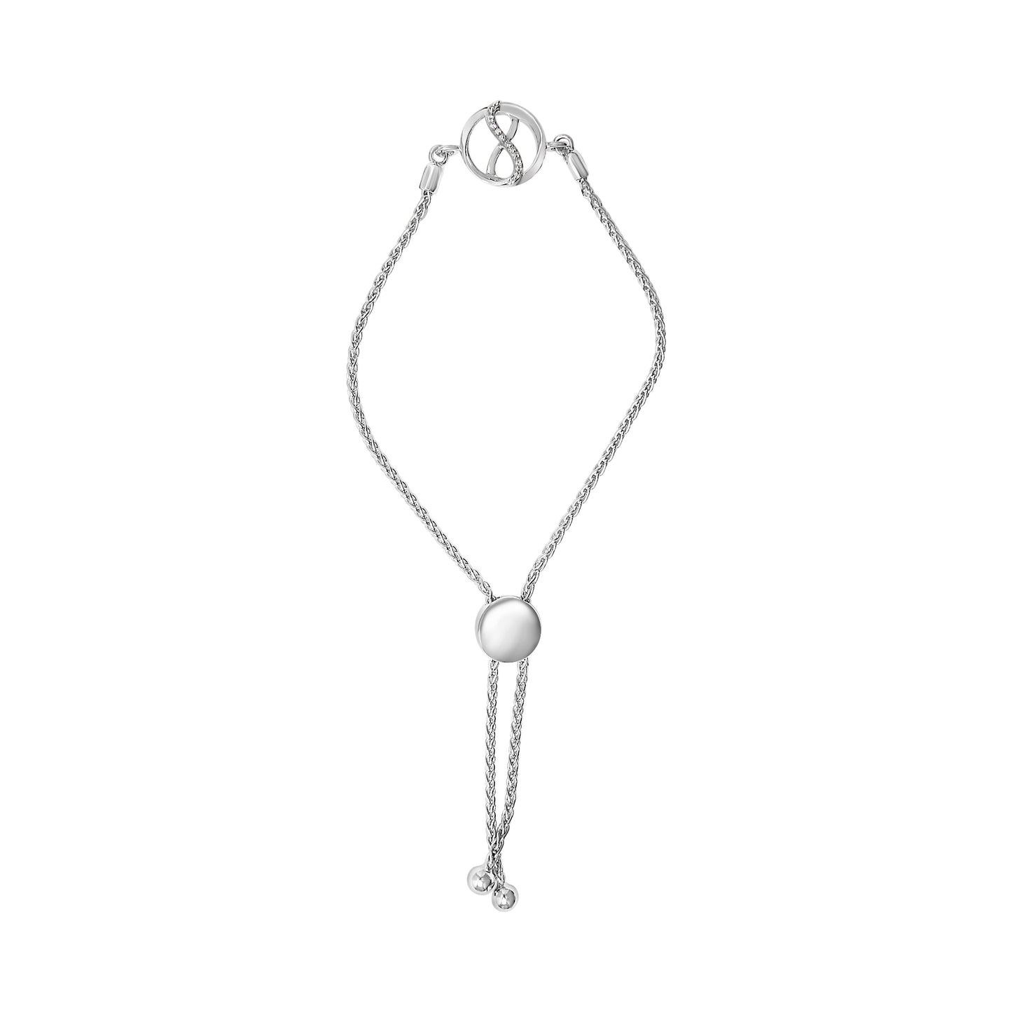 Bracelet ajustable en argent sterling .925 avec accent en diamant