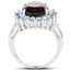 Anillo de Plata Esterlina con Cuarzo Ahumado de 6.79 Quilates y Topacio Azul