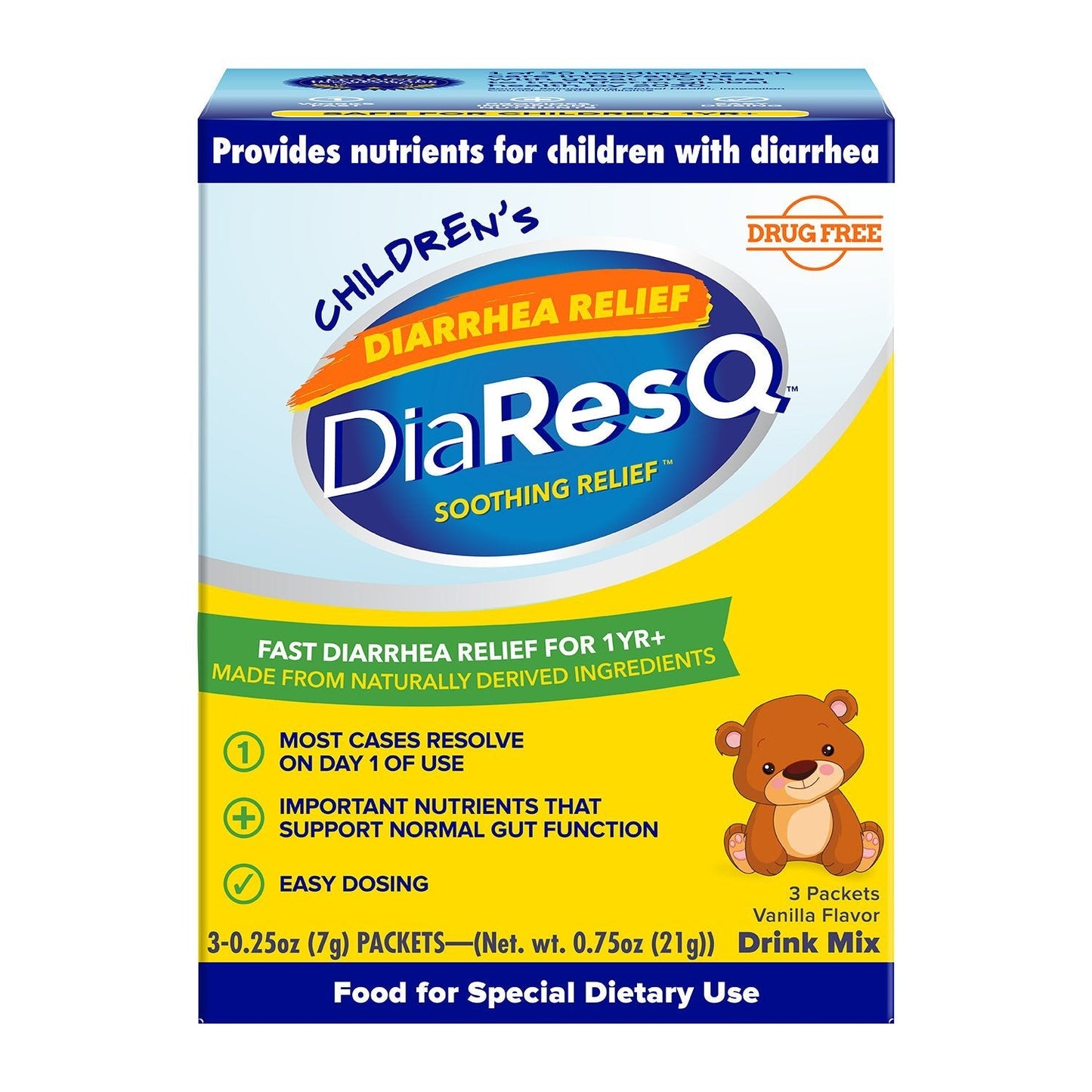 DiaResQ Children's Soothing Drink Mix - Vanilla Flavor