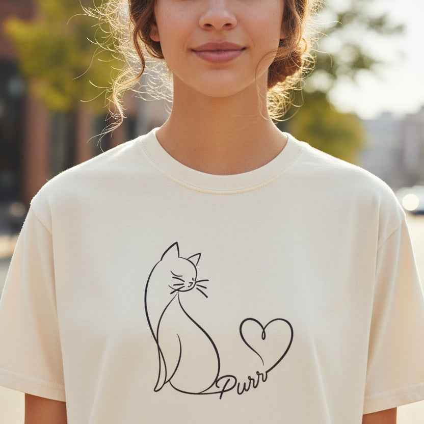 Purr Line Art Cat Unisex T-Shirt