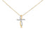 Collier Pendentif Croix en Diamant en Argent Sterling Plaqué Or Jaune 14K
