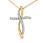 Collier Pendentif Croix en Diamant en Argent Sterling Plaqué Or Jaune 14K