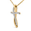 Collier Pendentif Croix en Diamant en Argent Sterling Plaqué Or Jaune 14K