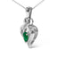 Collier Pendentif Cœur en Émeraude et Diamant en Argent Sterling .925 - 18 Pouces