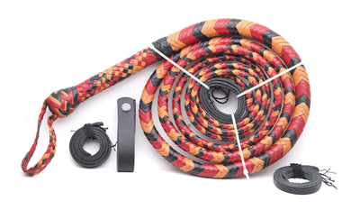 KBS Knives Store Professional Bullwhip – Handcrafted Leather Whip (4ft–16ft, Red, Black & Orange) - Korvel