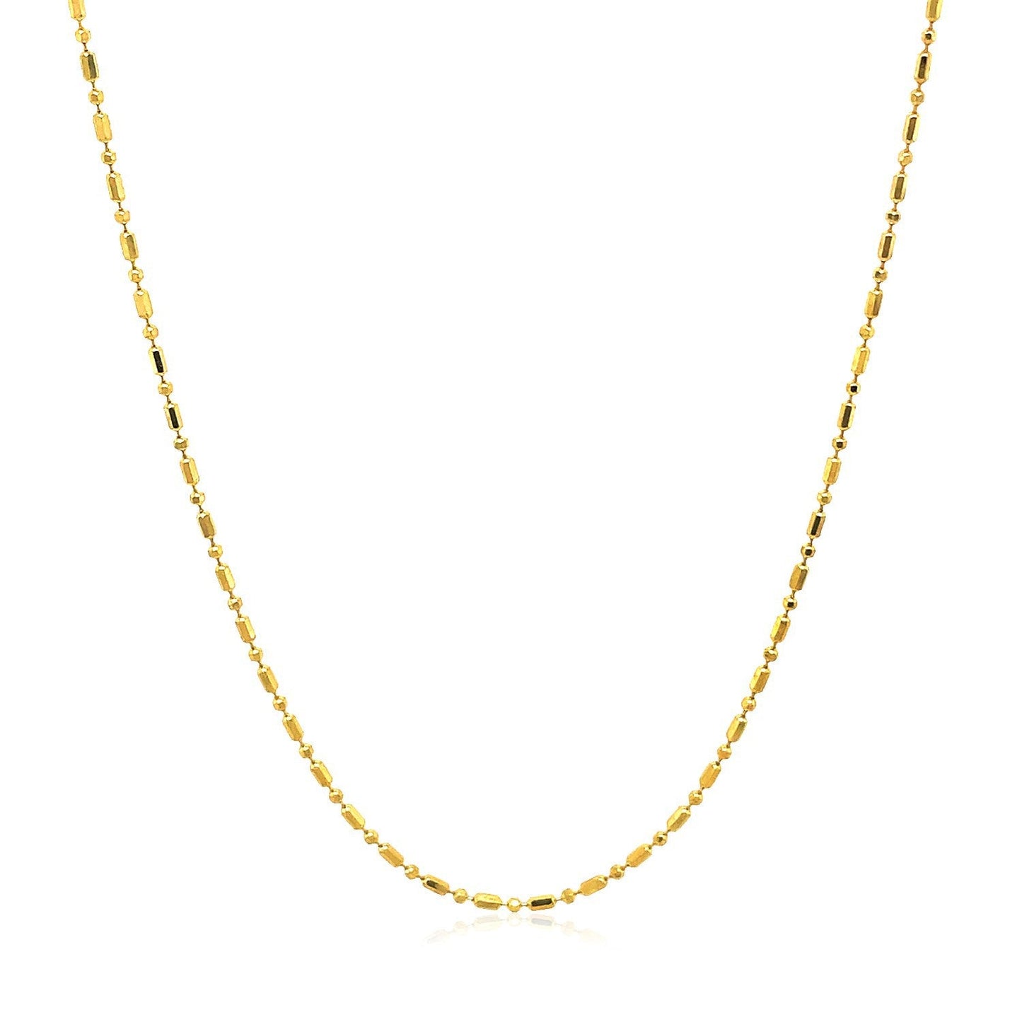 Cadena de cuentas cortadas con diamante de oro amarillo de 14k - 1.0mm