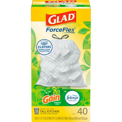 Glad Gain Original Scent Drawstring Tall Kitchen Trash Bags - 13 Gallon