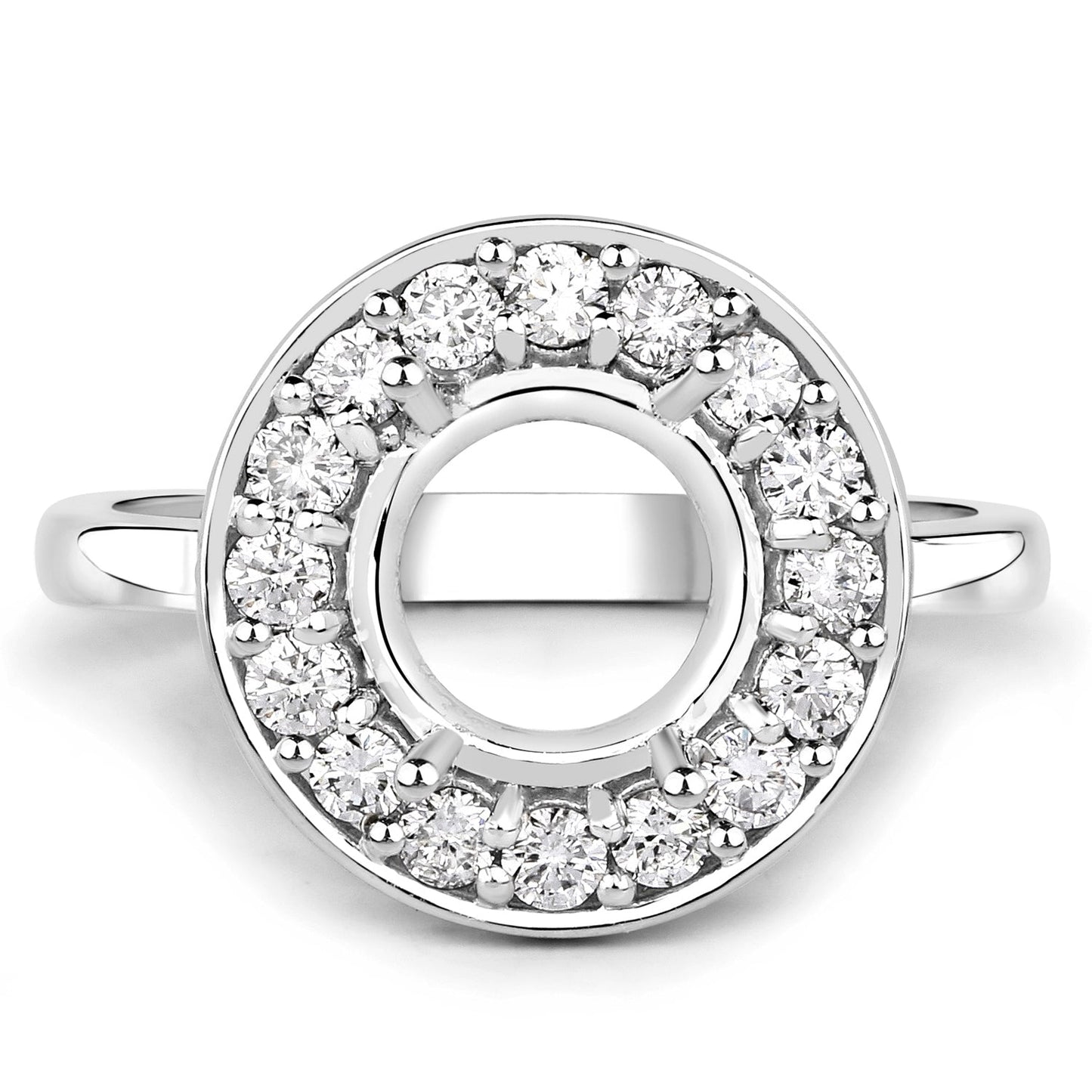 0.48 Carat White Diamond 14K White Gold Semi Mount Engagement Ring